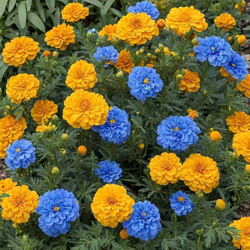 Blue and Yellow Marigold Seeds